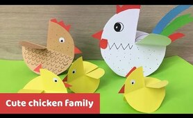 Cute chicken family Easter decoration, easy craft for kids